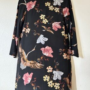 Zara Black Dress with Floral Print